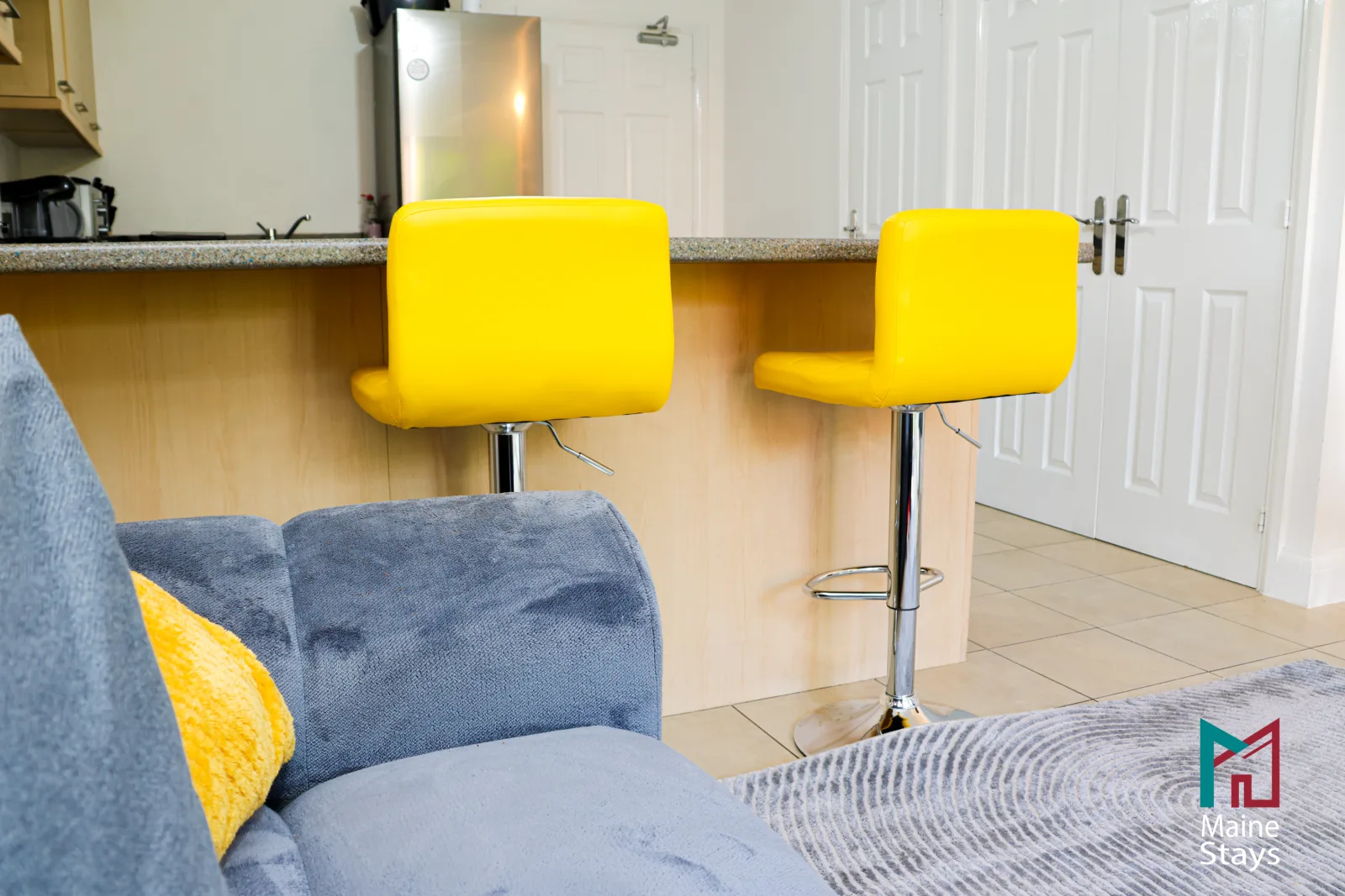 Humber Hub Coventry - Open-plan kitchen, dining and lounge: bar stools detail b