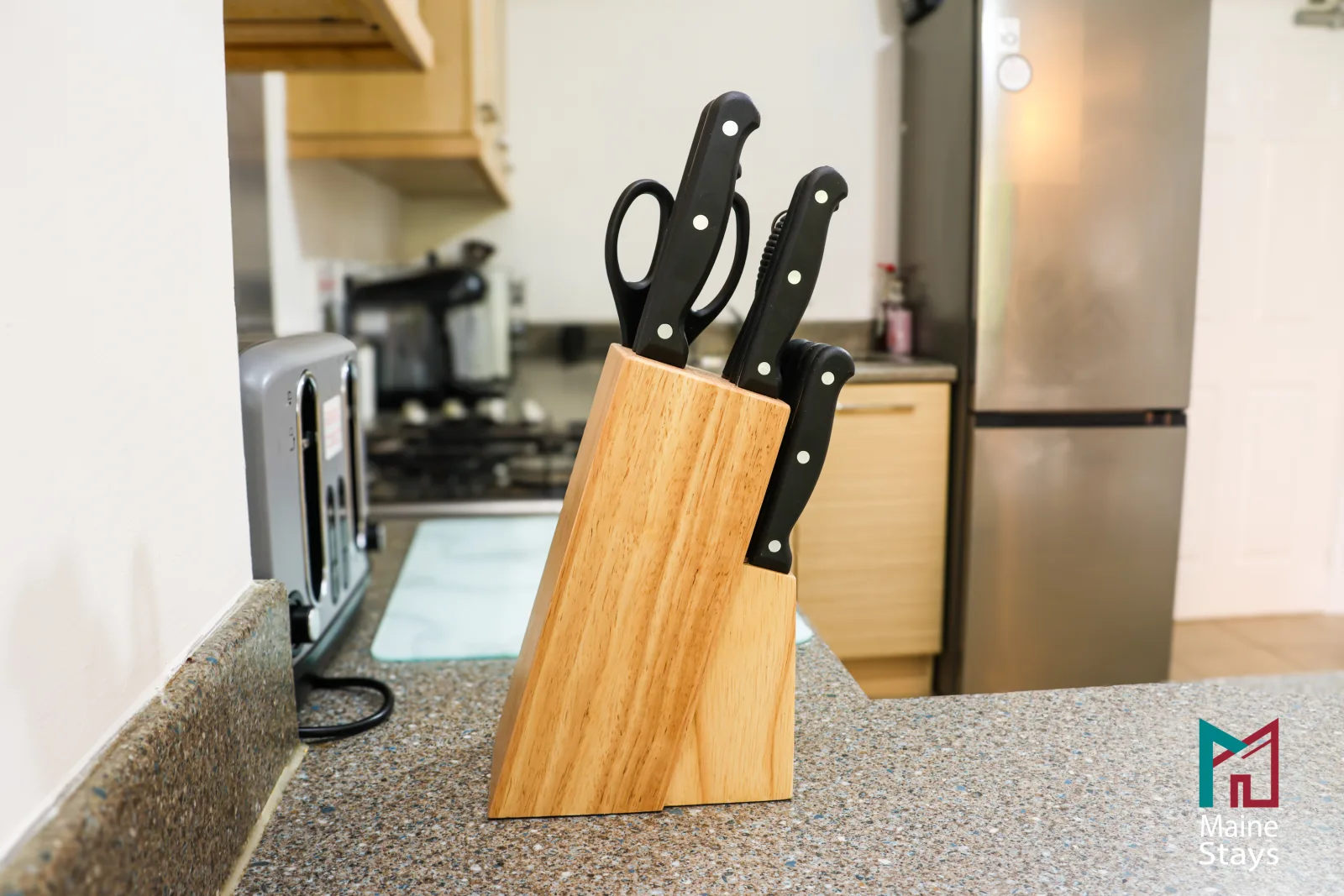 Humber Hub Coventry - Open-plan kitchen, dining and lounge: knife block b