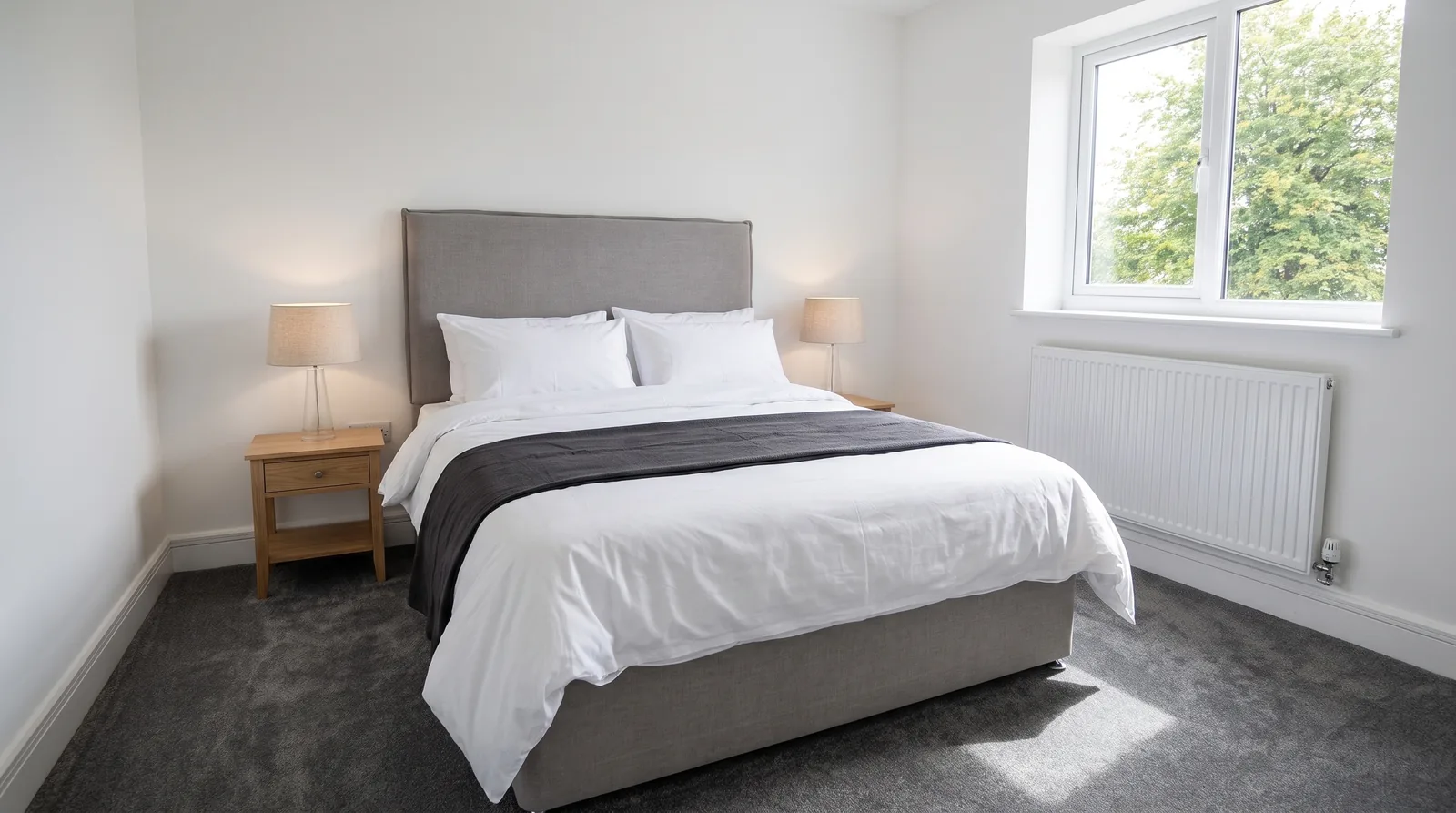 Stoke House — Third bedroom with a king-size bed (illustrative furnishing)